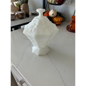 Vintage Anchor Hocking Milk Glass Candy Dish with Lid